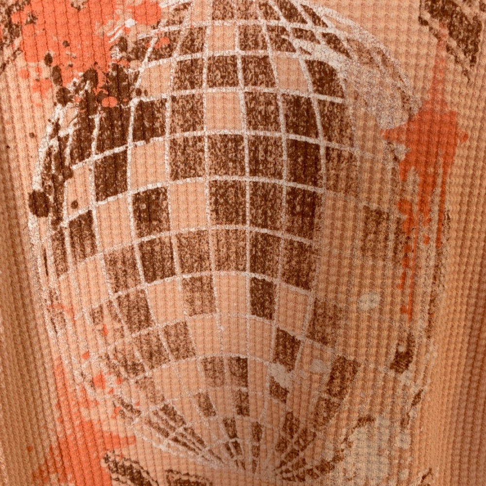 Offline by Aerie T Shirt Large Dance Club Waffle Knit Long Sleeve Peach Orange - Picture 7 of 15
